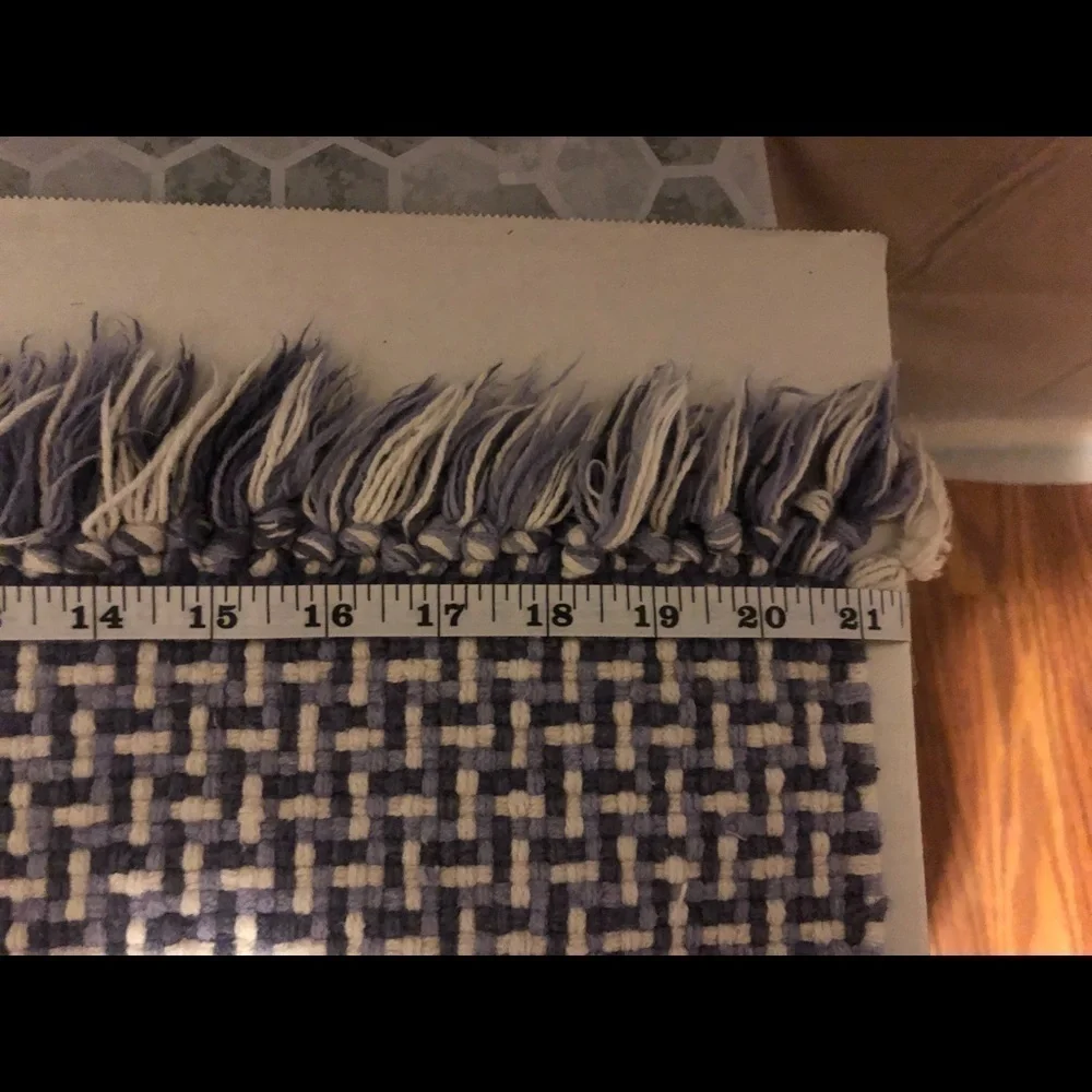 PURPLE & white Braided Throw Mat w/ Fringe